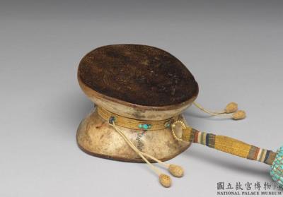 图片[2]-Damaru skull hand-drum with case, made in Tibet, Qing dynasty (1644-1911)-China Archive